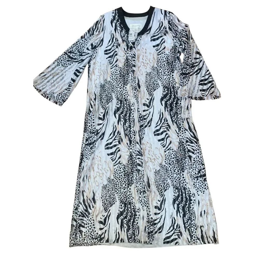 NEW NWT Diamond Tea SAHARA print Zip Caftan MuMu Robe sz M SAKS $245